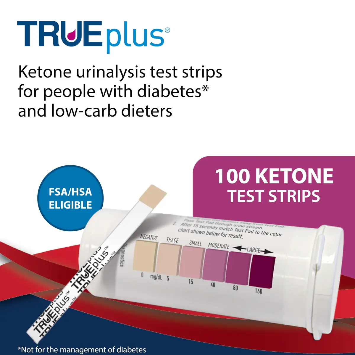 TRUEplus Ketone Test Strips 100 Count | Easy Urinalysis for Ketosis Monitoring - view 2