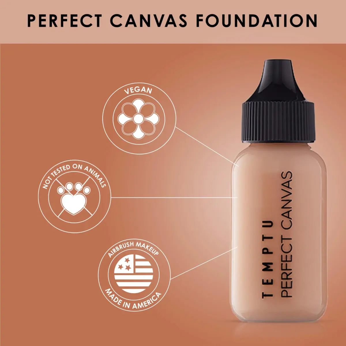 TEMPTU Perfect Canvas Hydra Lock Foundation Toffee 29.57ml (1 Fl Oz) | Hydrating Long-Wear Natural Finish - view 2