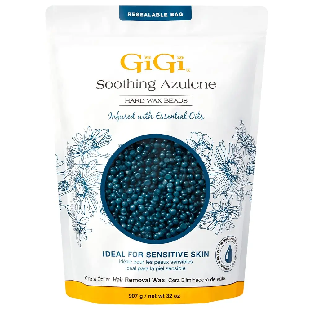 GIGI Azulene Hard Wax Beads for Sensitive Skin, 907g (32 oz) | Gentle Face & Body Hair Removal - main product image