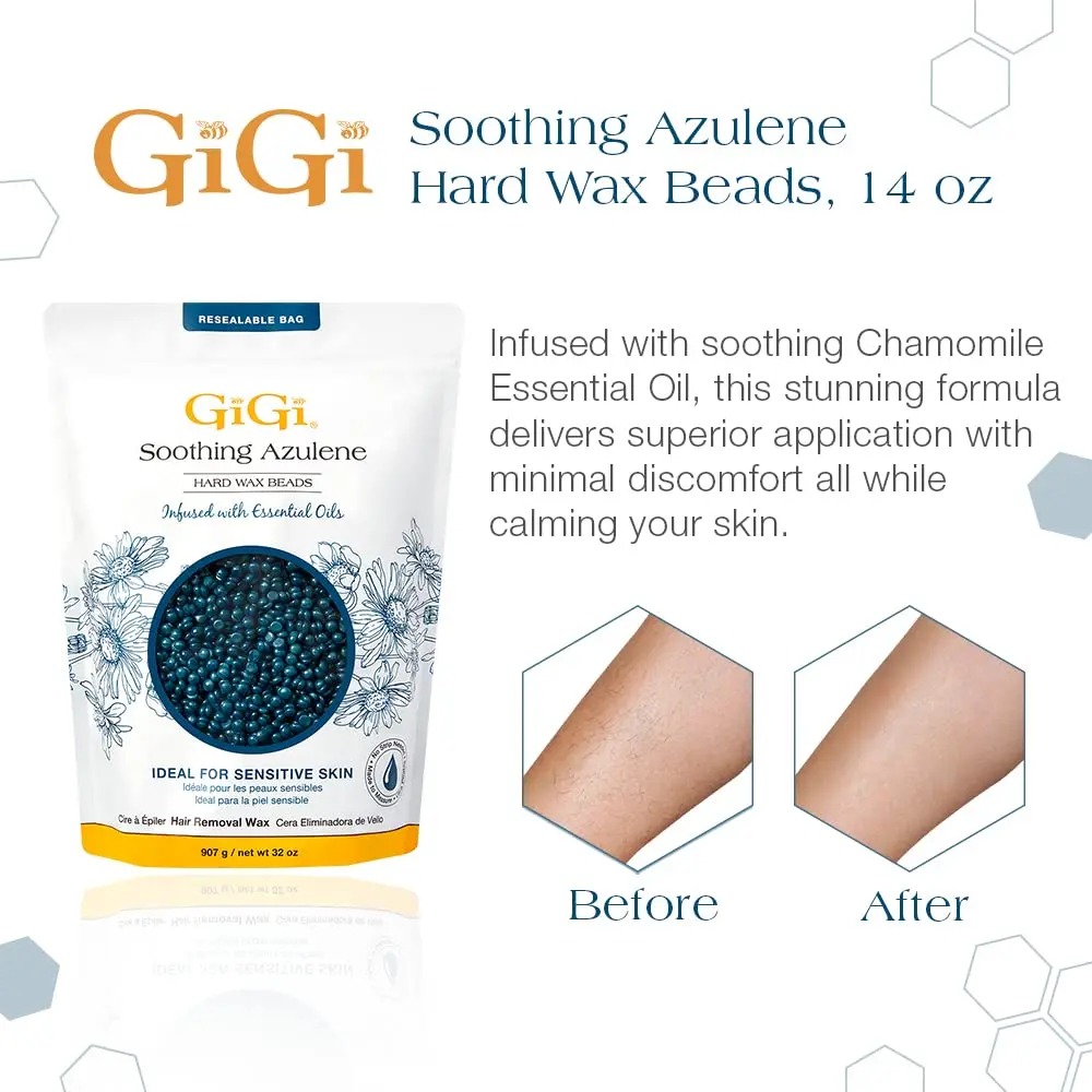 GIGI Azulene Hard Wax Beads for Sensitive Skin, 907g (32 oz) | Gentle Face & Body Hair Removal - view 2