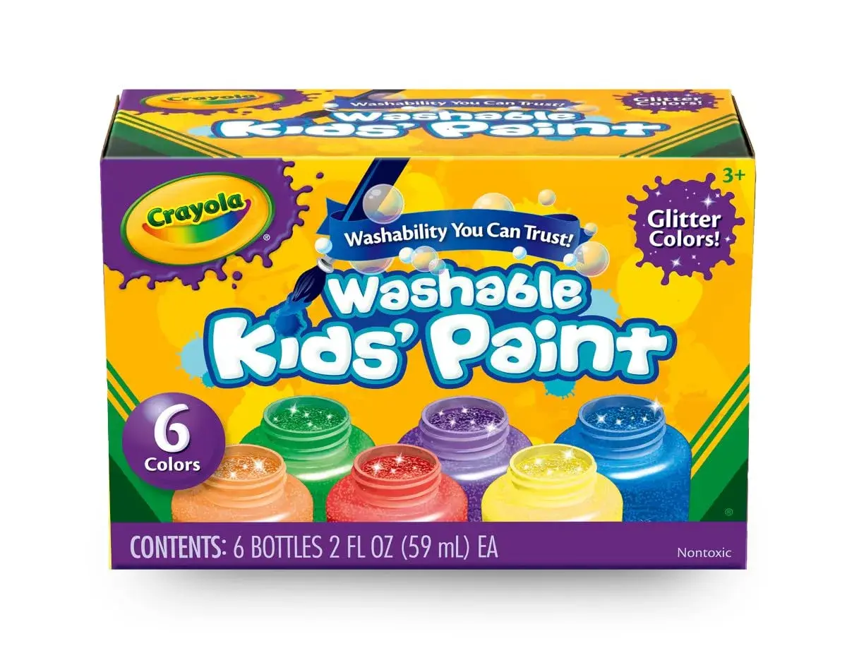 Crayola Washable Kids Paint Set (12 x 2oz Bottles) | Classic & Glitter Colors - view 6