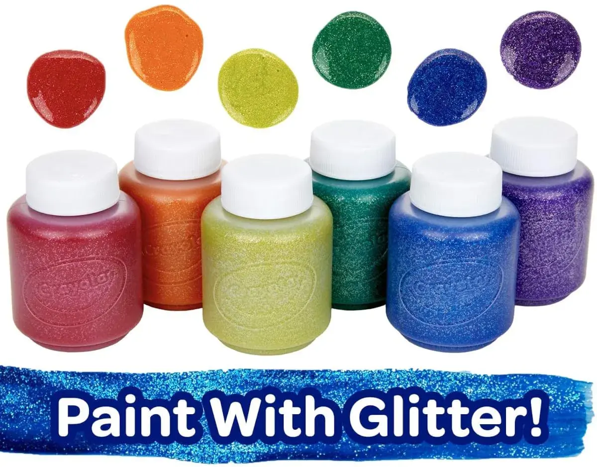Crayola Washable Kids Paint Set (12 x 2oz Bottles) | Classic & Glitter Colors - view 3