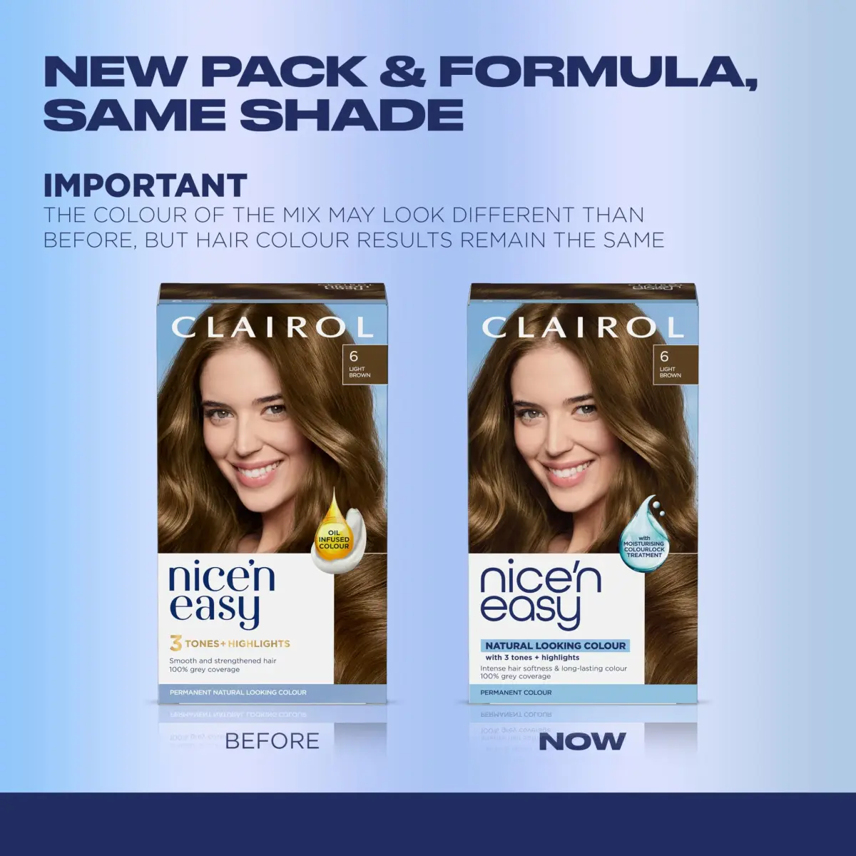 Clairol Nice'n Easy Permanent Hair Dye - 6 Light Brown, 3 Count | 100% Gray Coverage - view 2