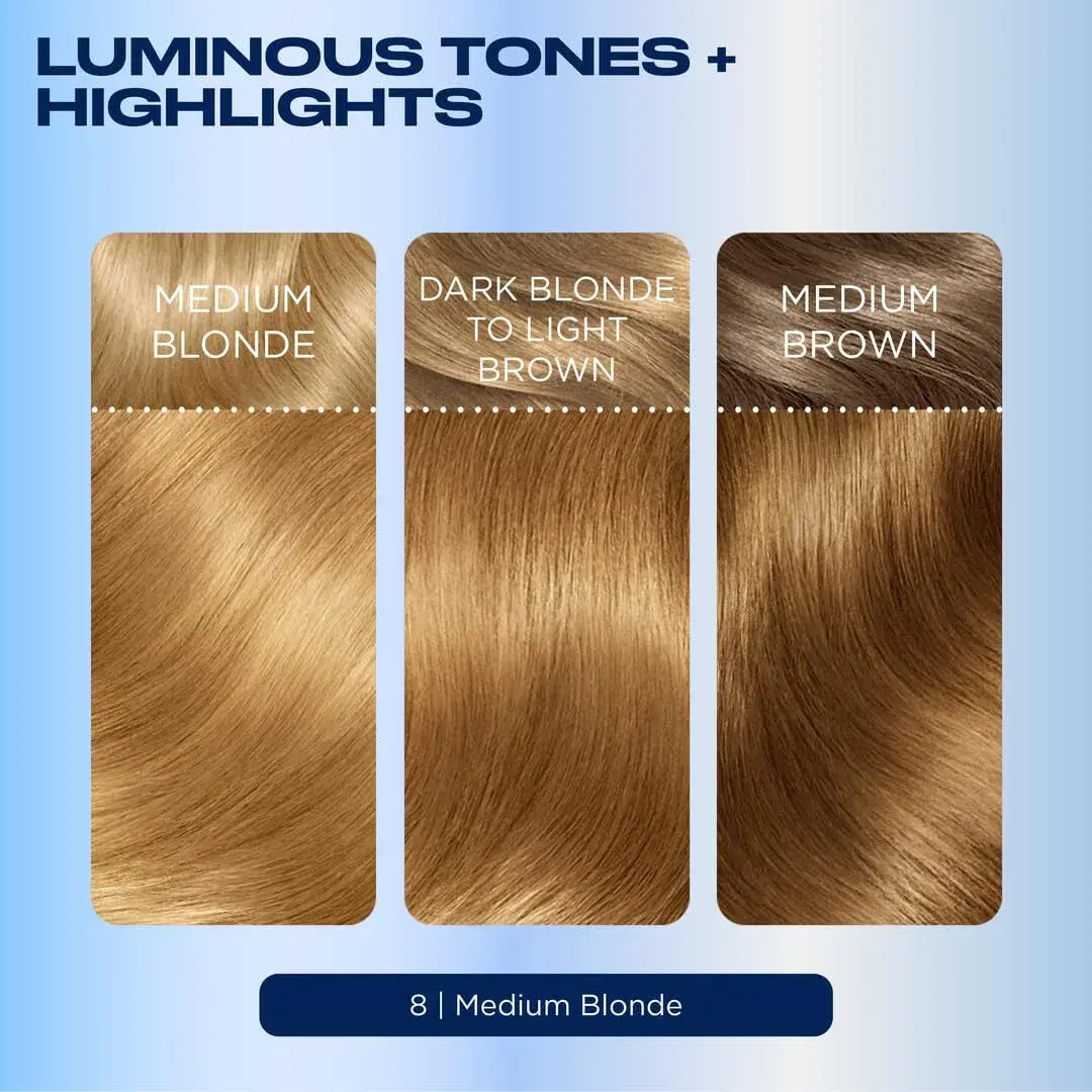 Clairol Nice'n Easy Permanent Hair Dye, 8 Medium Blonde (Pack of 3) | Natural Looking Color with 100% Gray Coverage - view 6