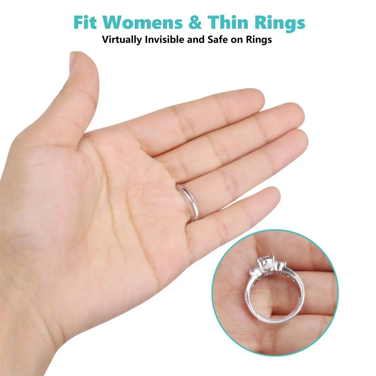 Feramox Invisible Ring Size Adjuster Set | 8 pcs, Transparent, Fits 1mm-10mm Bands - view 5