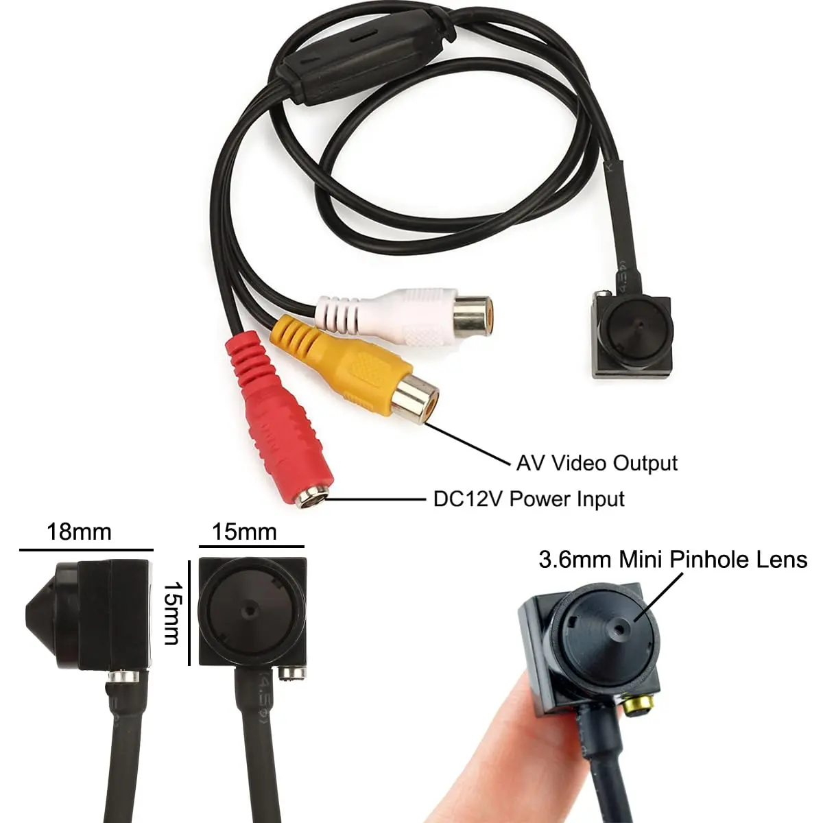 Vanxse CCTV HD Mini Spy Pinhole Security Camera 1000TVL Indoor/Outdoor (VS-TN007) | 720p Resolution - view 3