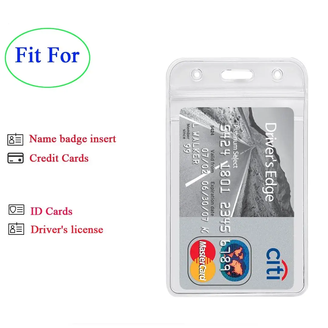 YOUOWO 2 Pack Blue Red Lanyards with Vertical ID Badge Holders, 20.8cm (8.2in) Lanyard Length | Lightweight & Waterproof - view 5