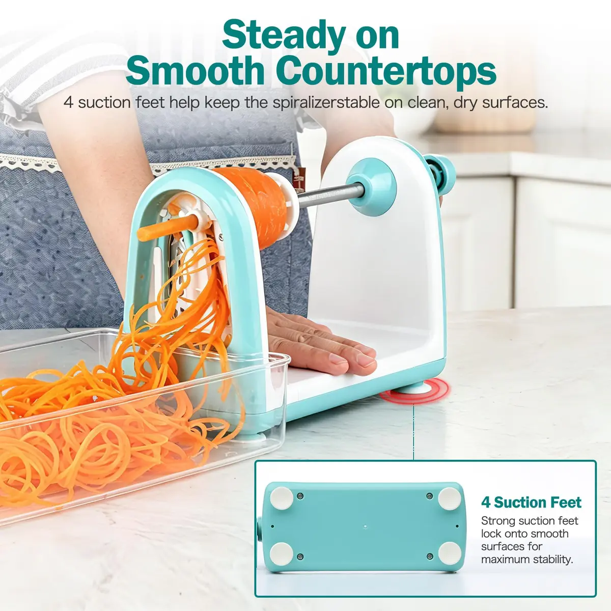 Ourokhome Zucchini Noodle Maker Spiralizer 5 Blades | Vegetable Slicer for Veggie Noodles & Curly Chips - view 5