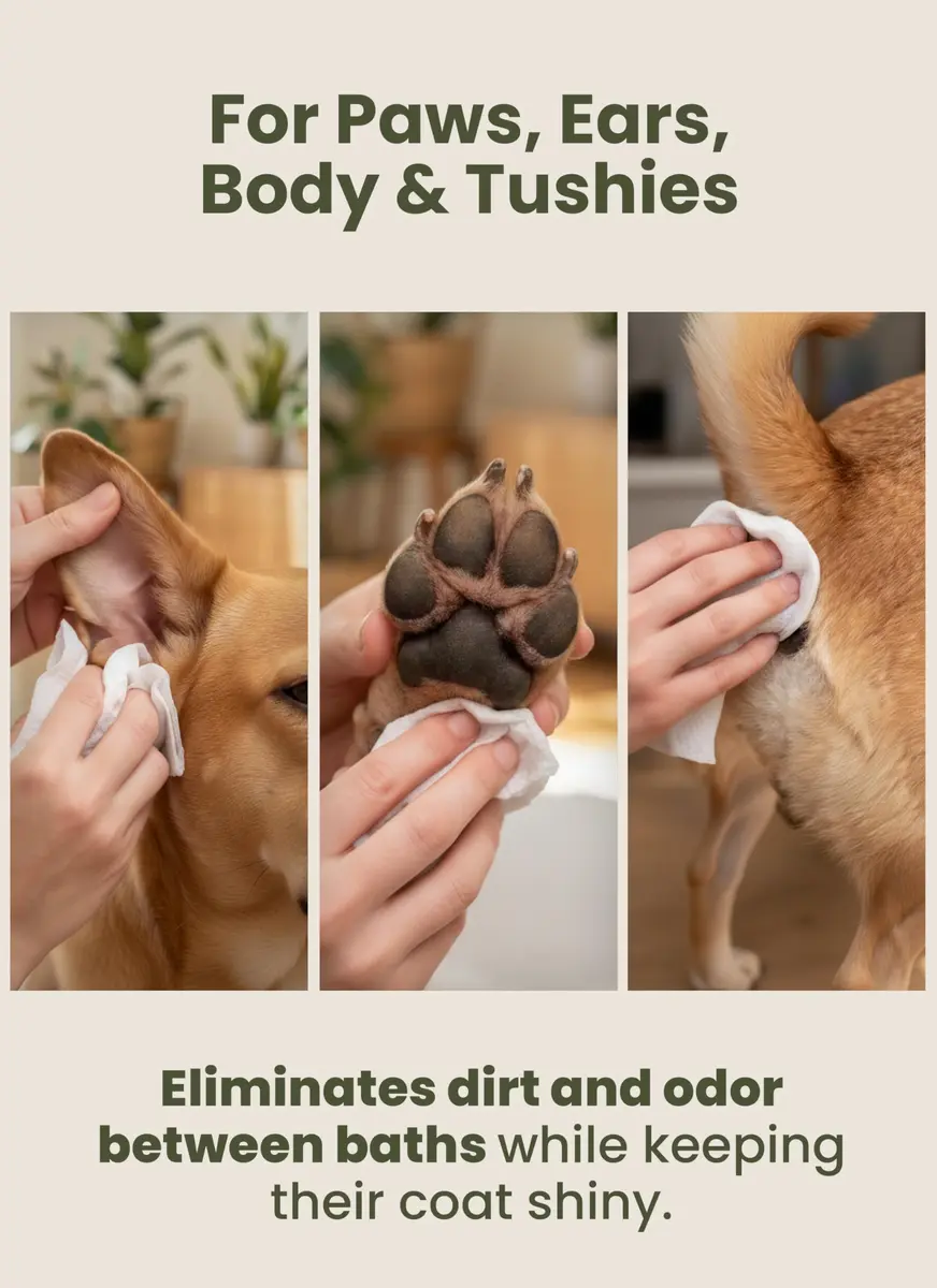 Pogi's Dog Grooming Wipes for Paws & Butt 240 Count | Green Tea Scent, Large 8 x 9 Inch, Hypoallergenic - view 7
