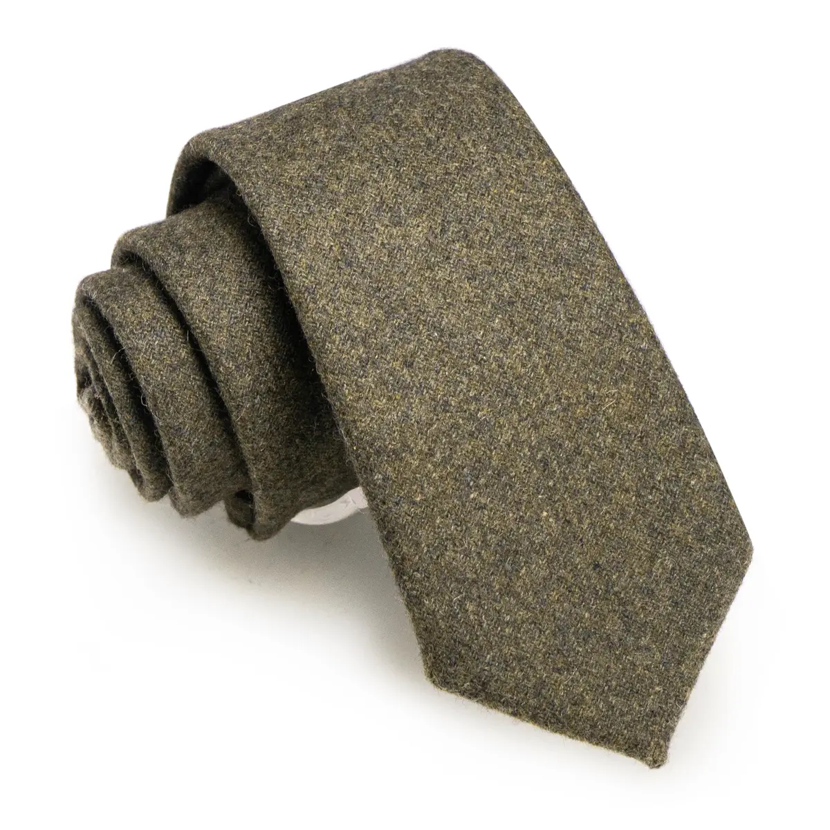 JEMYGINS 2.4" Skinny Tie 6cm (2.4") x 147cm (58") | Olive Green Cashmere Wool Blend Business Tie - main product image
