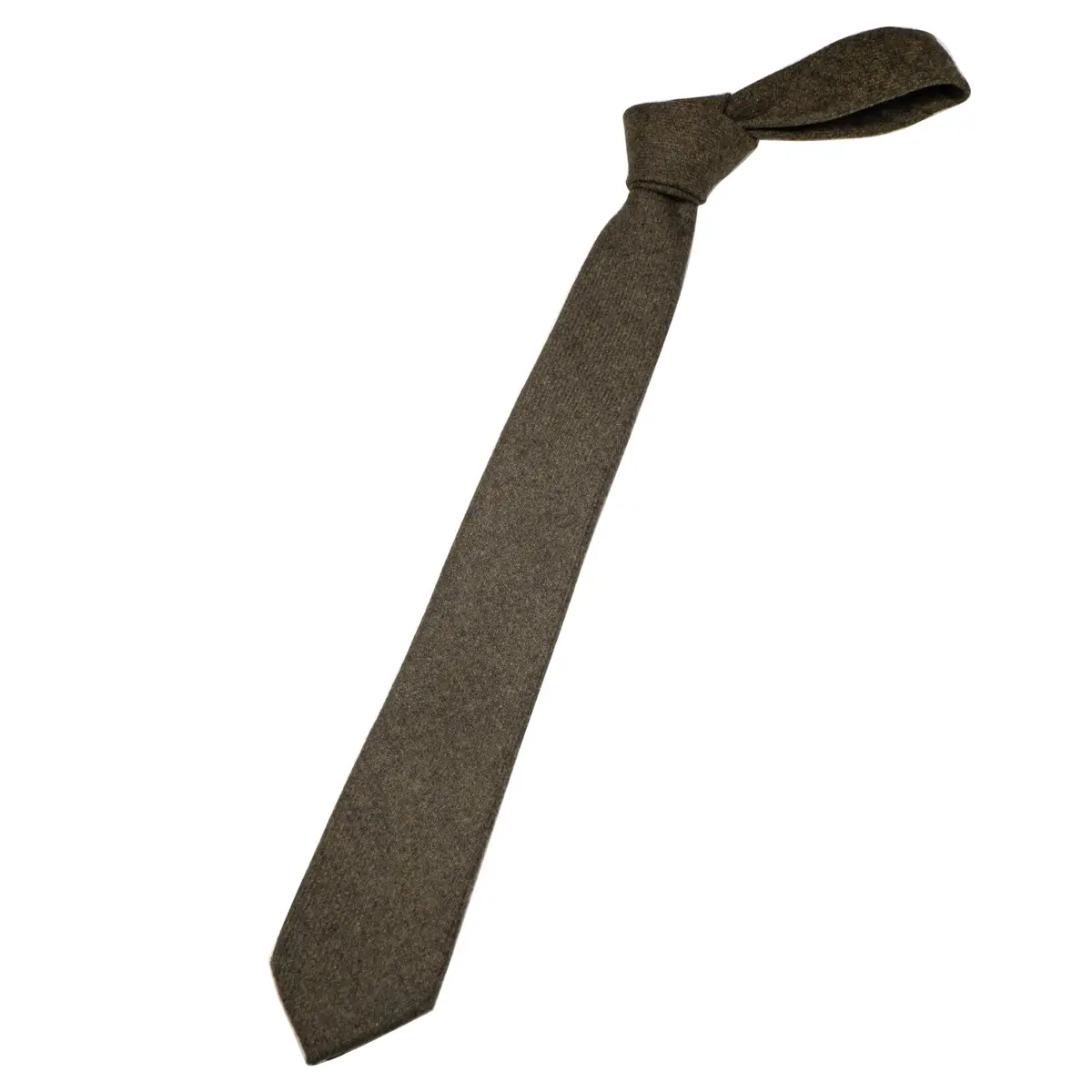JEMYGINS 2.4" Skinny Tie 6cm (2.4") x 147cm (58") | Olive Green Cashmere Wool Blend Business Tie - view 2