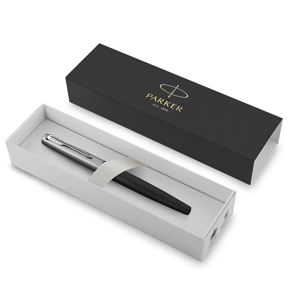 Parker Jotter Fountain Pen Black Stainless Steel Medium Nib Blue Ink | Iconic Design for Smooth Writing - view 5