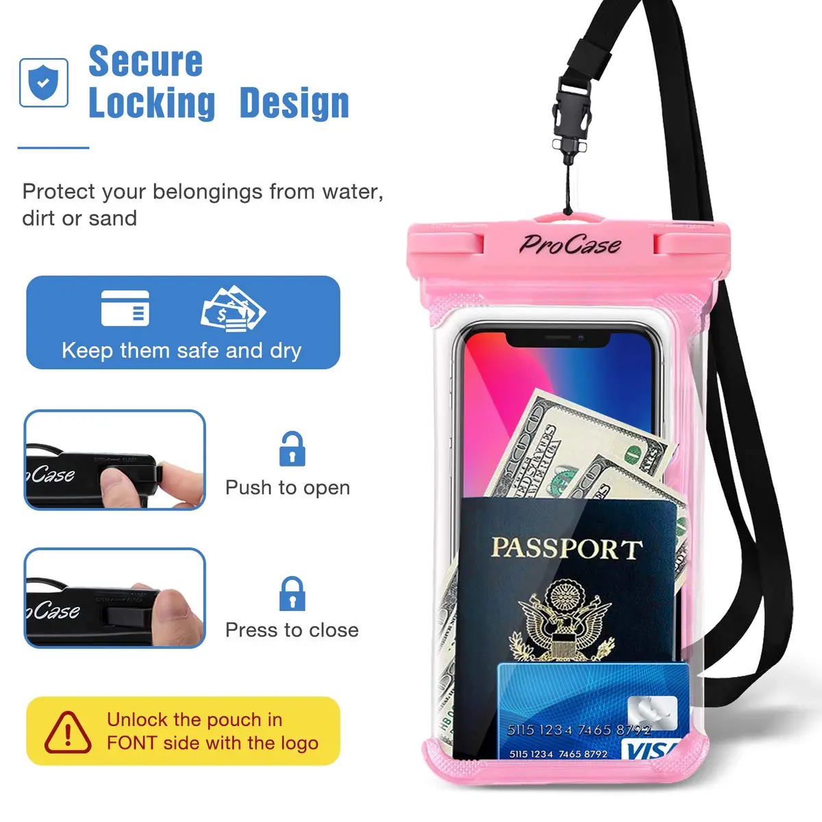 ProCase Waterproof Phone Pouch 2 Pack Up to 7" | Underwater Dry Bag for iPhone & Galaxy - view 5
