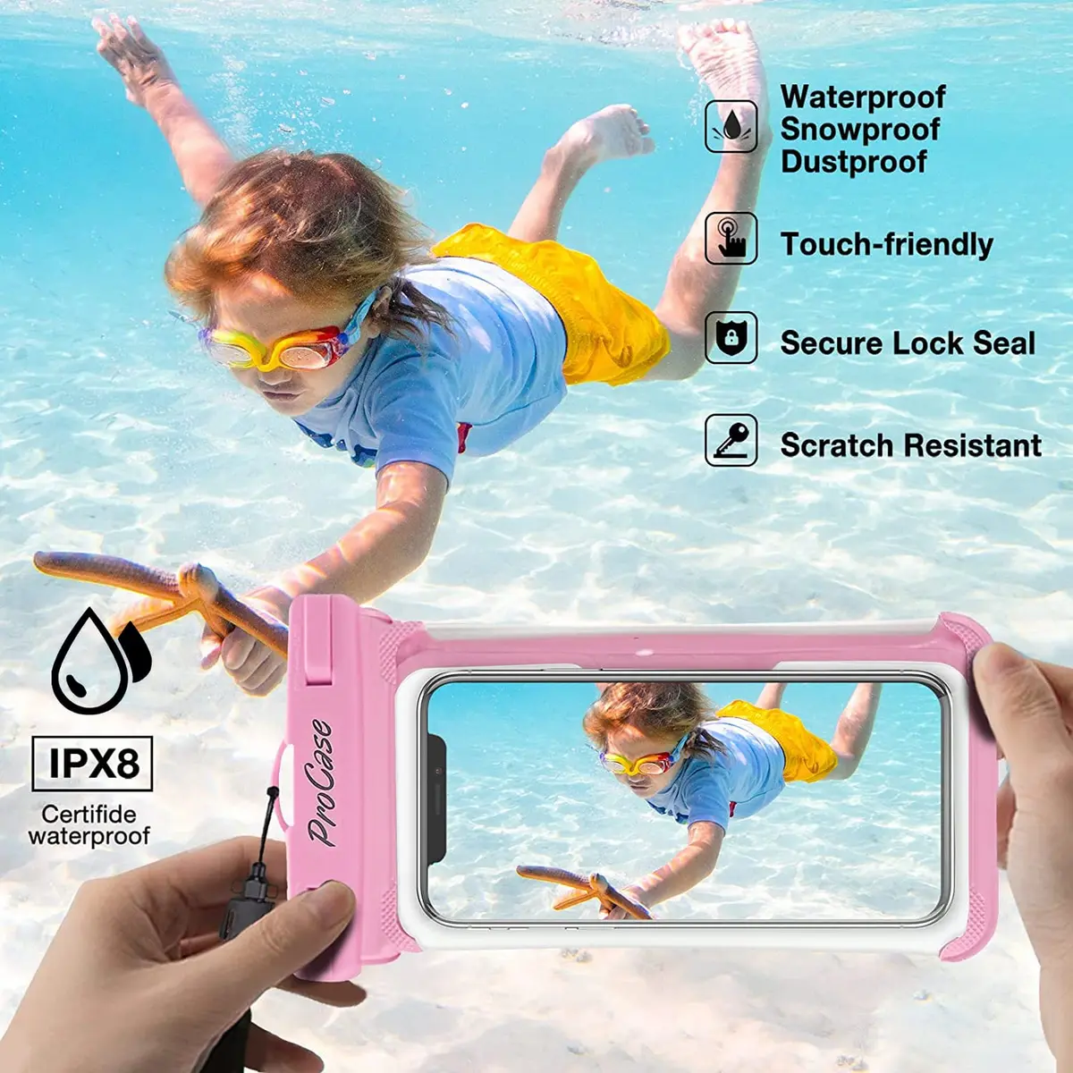 ProCase Waterproof Phone Pouch 2 Pack Up to 7" | Underwater Dry Bag for iPhone & Galaxy - view 3