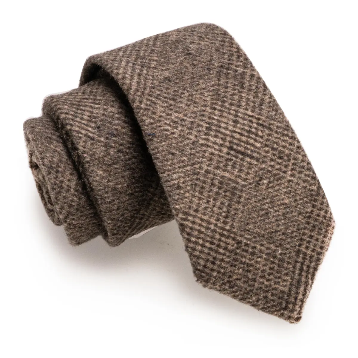 JEMYGINS Brown Cashmere Wool Skinny Tie 6cm (2.4") | Business Party Dating - main product image