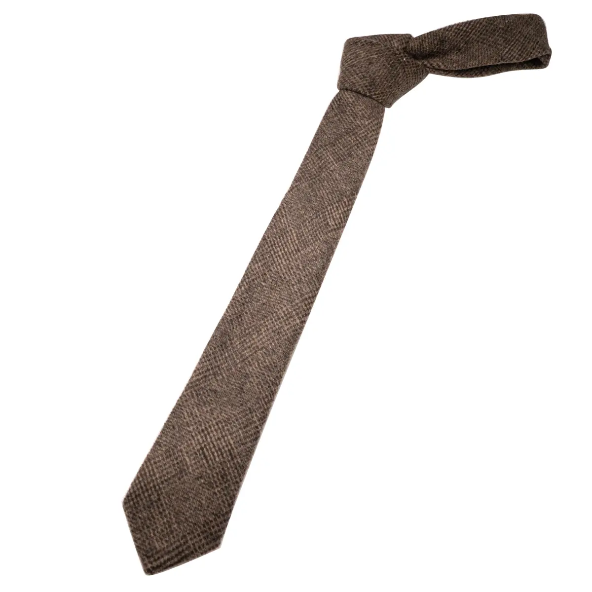 JEMYGINS Brown Cashmere Wool Skinny Tie 6cm (2.4") | Business Party Dating - view 2