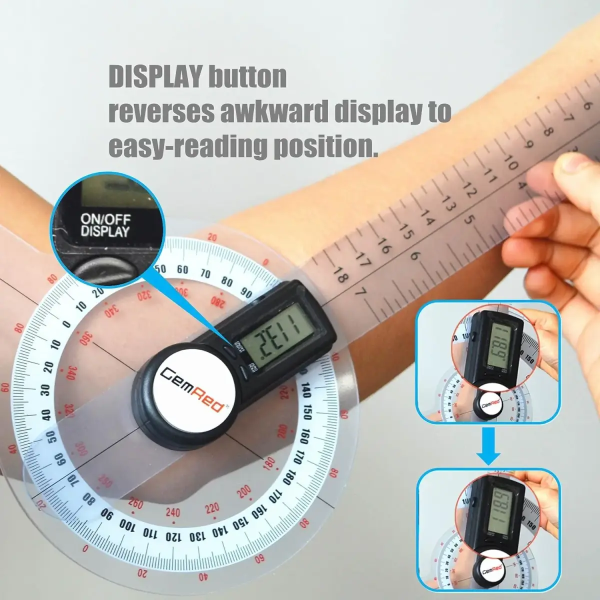GemRed 12-Inch Digital Goniometer 300mm (11.81 inches) | Accurate Joint ROM Measurement Tool - view 5