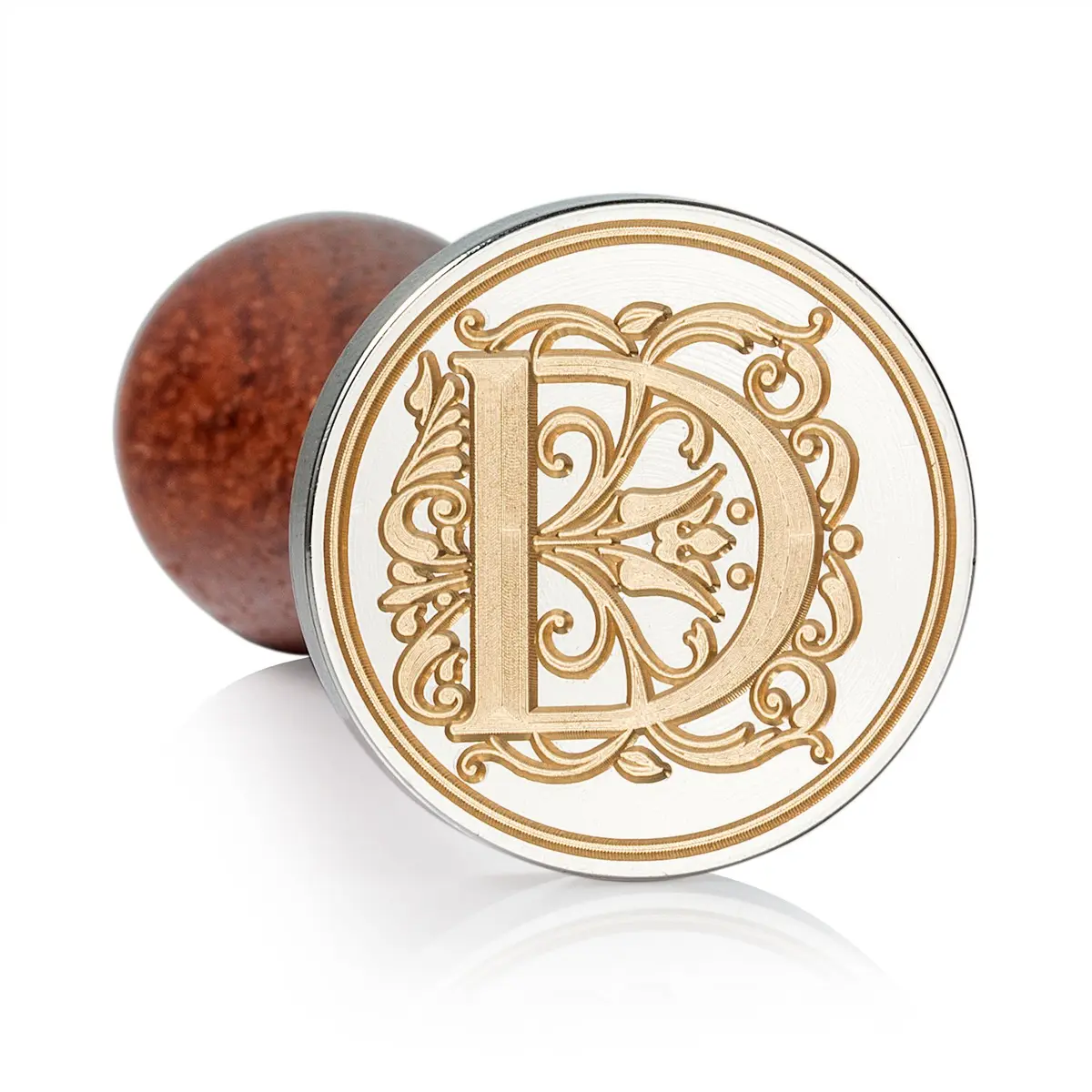 MCEAL Large Silver Brass Wax Seal Stamp 1 1/5" (30mm) Diameter | Regal Letter D for Invitations & Gifts - view 2