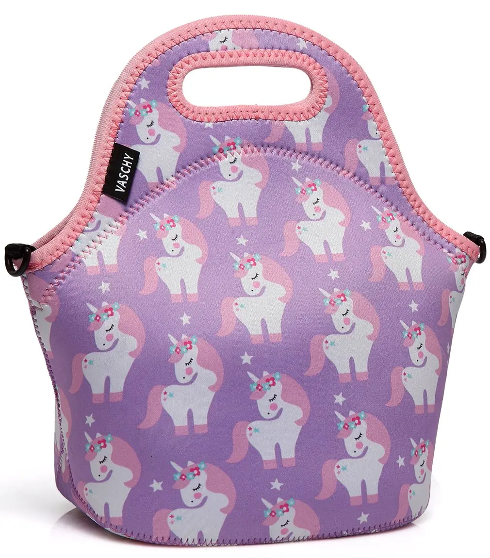 VASCHY Insulated Lunch Bag for Children 29x15x30cm Unicorn | Waterproof Neoprene Thermal Tote - main product image