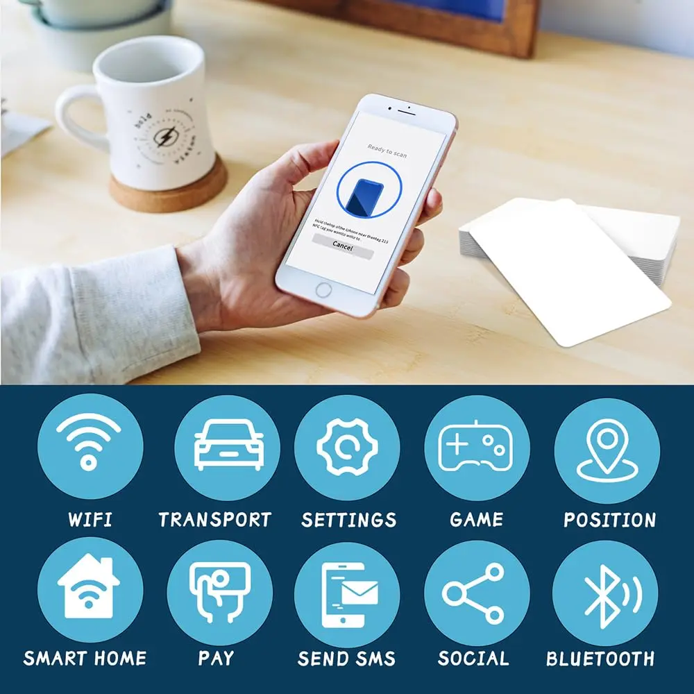 Timeskey NFC Inkjet NFC Cards 10pcs | Printable NTAG215 PVC Tags for Smartphones & NFC Devices - view 6