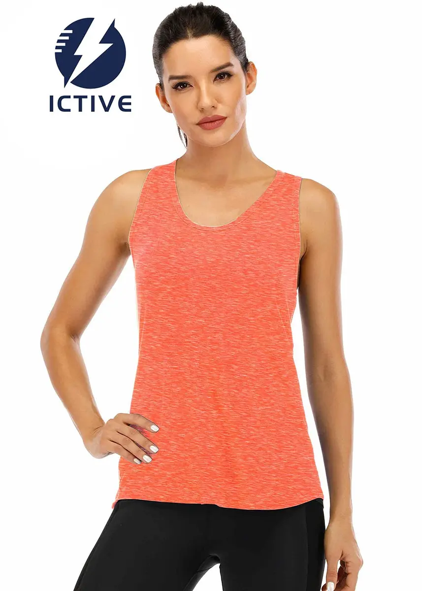 Fihapyli Sleeveless Yoga Tank Top for Women Mesh Racerback Backless Neon Orange | Breathable & Quick Dry Activewear - view 3