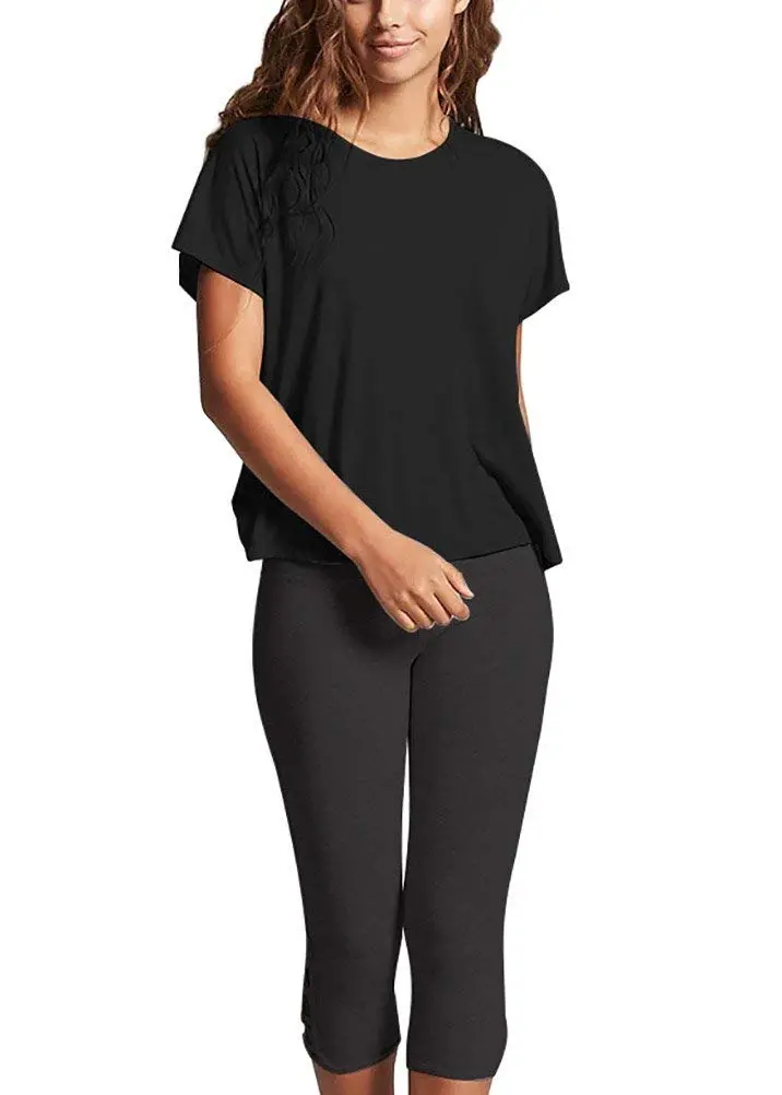 Mippo Womens Open Back Workout Tops Short Sleeve Athletic Gym T Shirts | Breathable, Soft, Stylish Fit for Yoga & Casual Wear - view 2