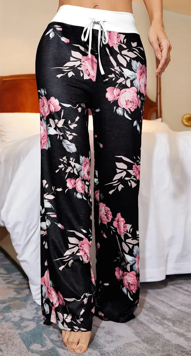 X-Image Stretchy Wide Leg Palazzo Lounge Joggers Pants for Women Large | Soft Breathable Fit - view 3