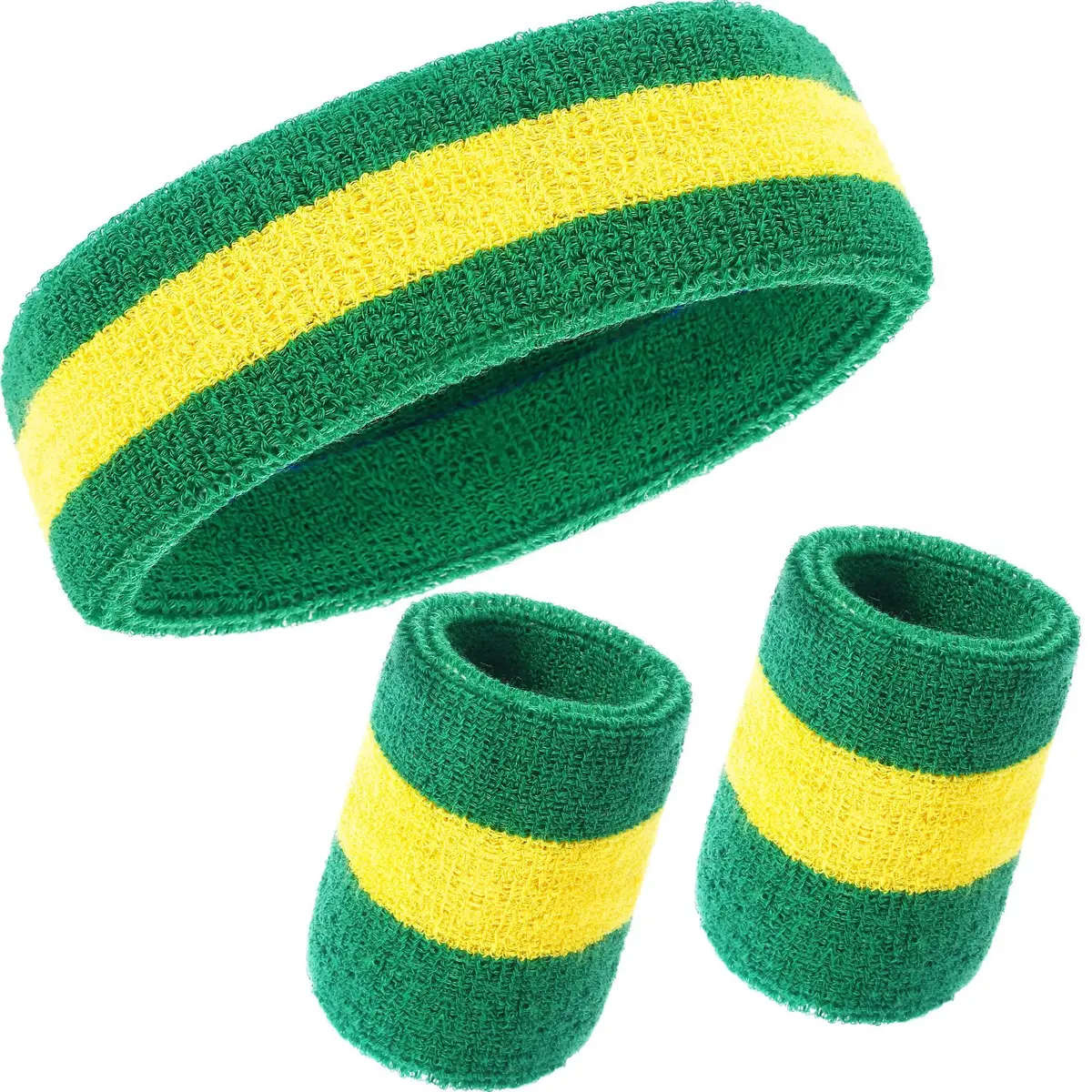Willbond 3 Pcs Striped Sweatbands Set for Men | Breathable Moisture Wicking Athletic Cotton Sports Sweat Bands - main product image