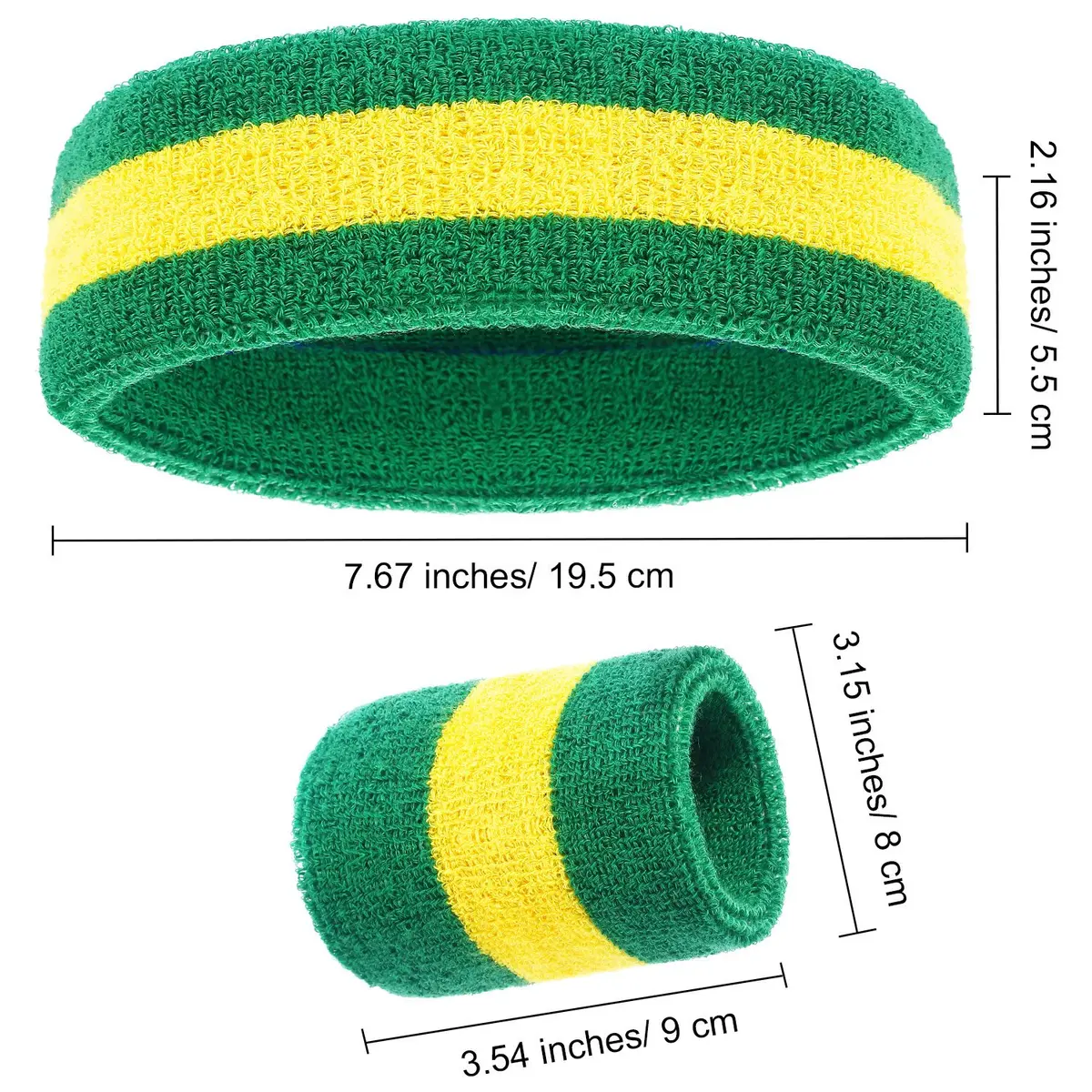 Willbond 3 Pcs Striped Sweatbands Set for Men | Breathable Moisture Wicking Athletic Cotton Sports Sweat Bands - view 5