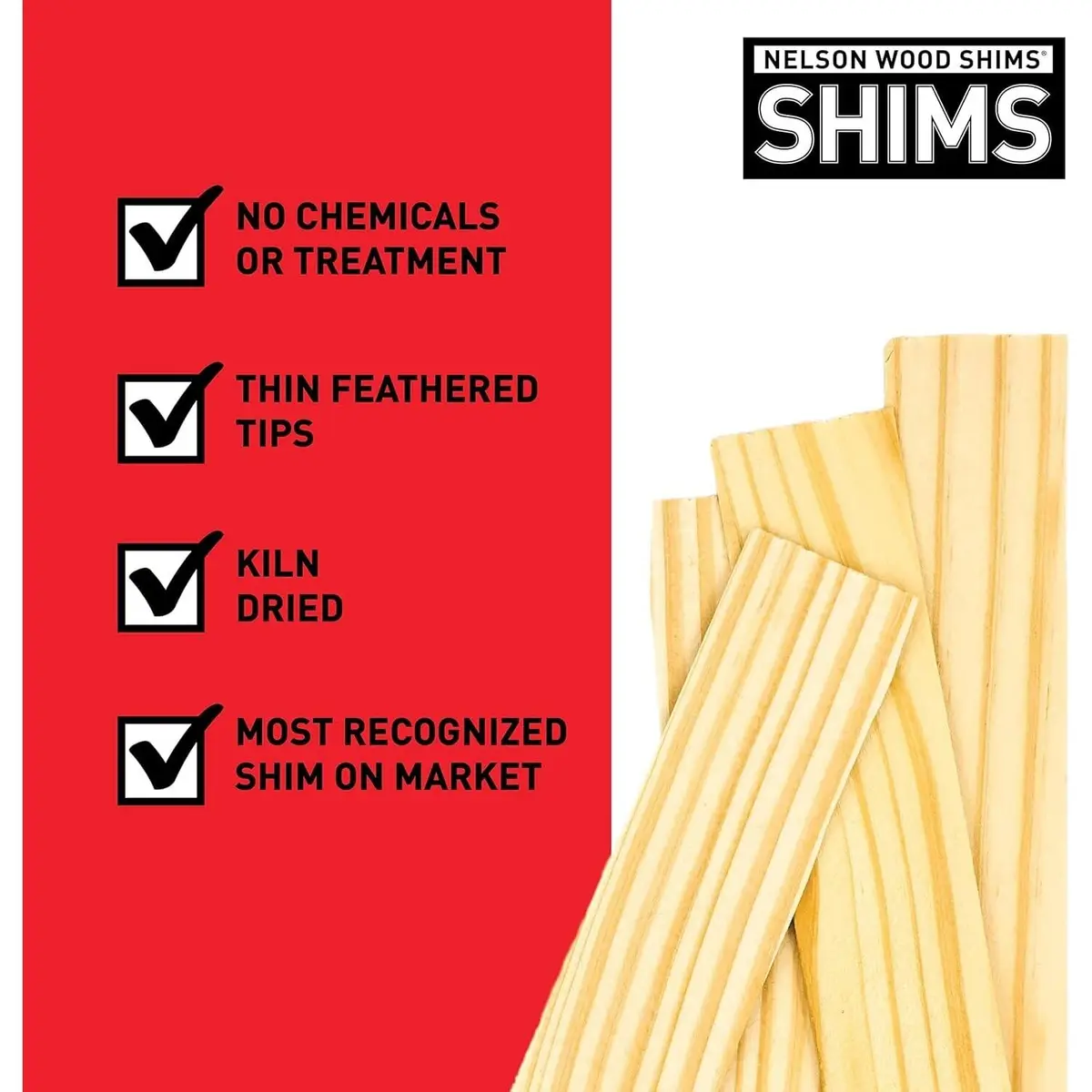 Nelson Wood Shims 8" | Kiln Dried Flat Wood for Leveling & Crafting - view 6