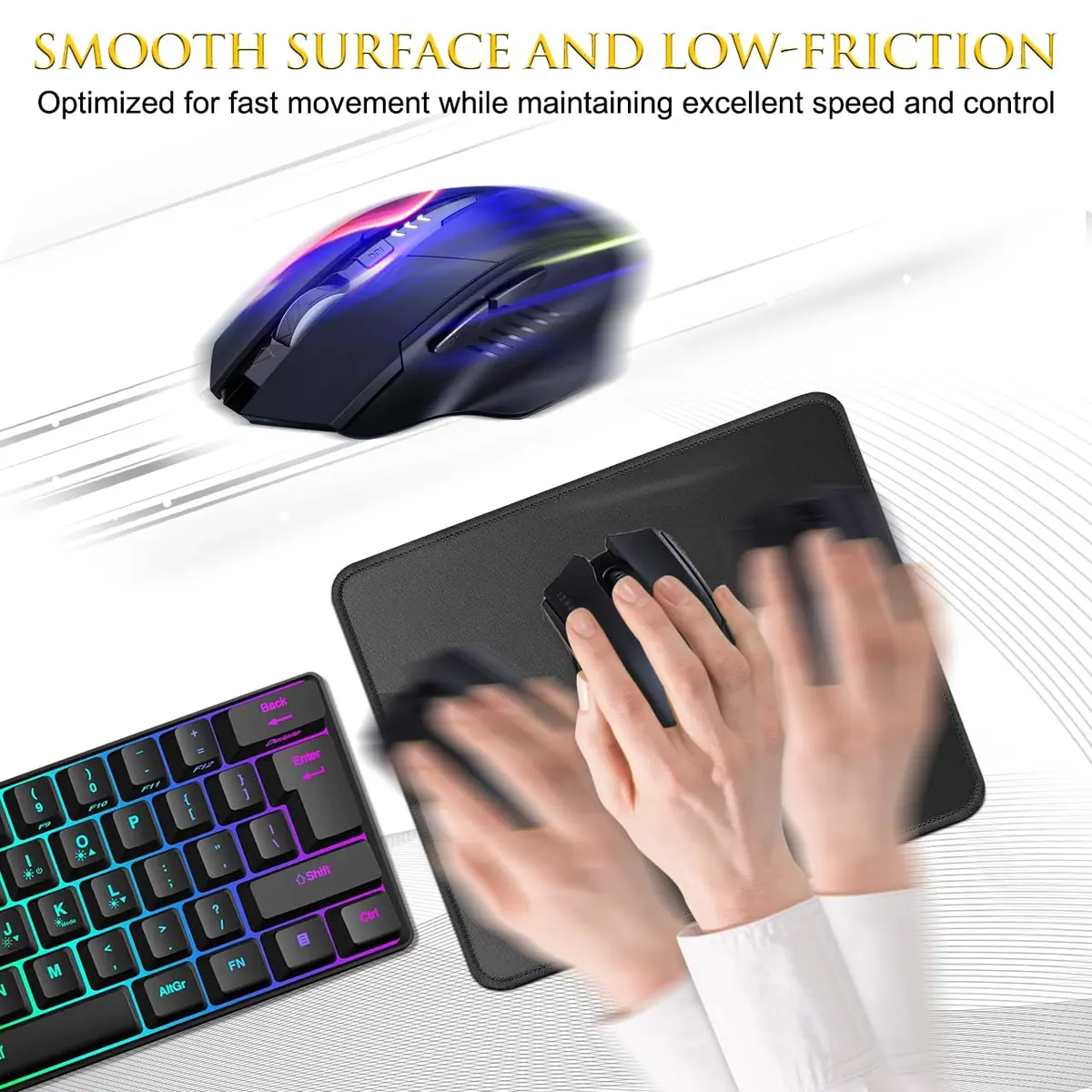 JIKIOU 3 Pack Mouse Pad with Stitched Edge, Perfect Size 25.9cm x 21.1cm x 3mm | Durable Natural Rubber Base for Smooth Tracking - view 4