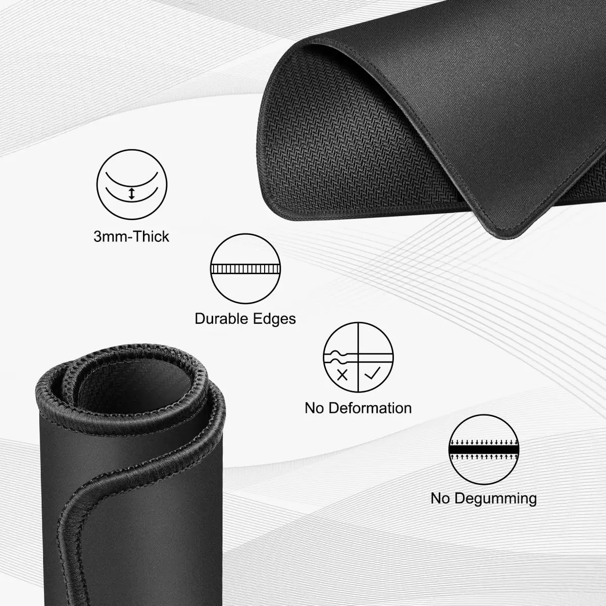JIKIOU 3 Pack Mouse Pad with Stitched Edge, Perfect Size 25.9cm x 21.1cm x 3mm | Durable Natural Rubber Base for Smooth Tracking - view 3