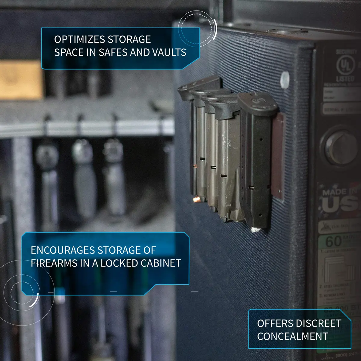 Gun Storage Solutions Magmount Magnetic Magazine Holder - 2 Pack | Metal Mag Storage for Safe & Easy Access - view 2