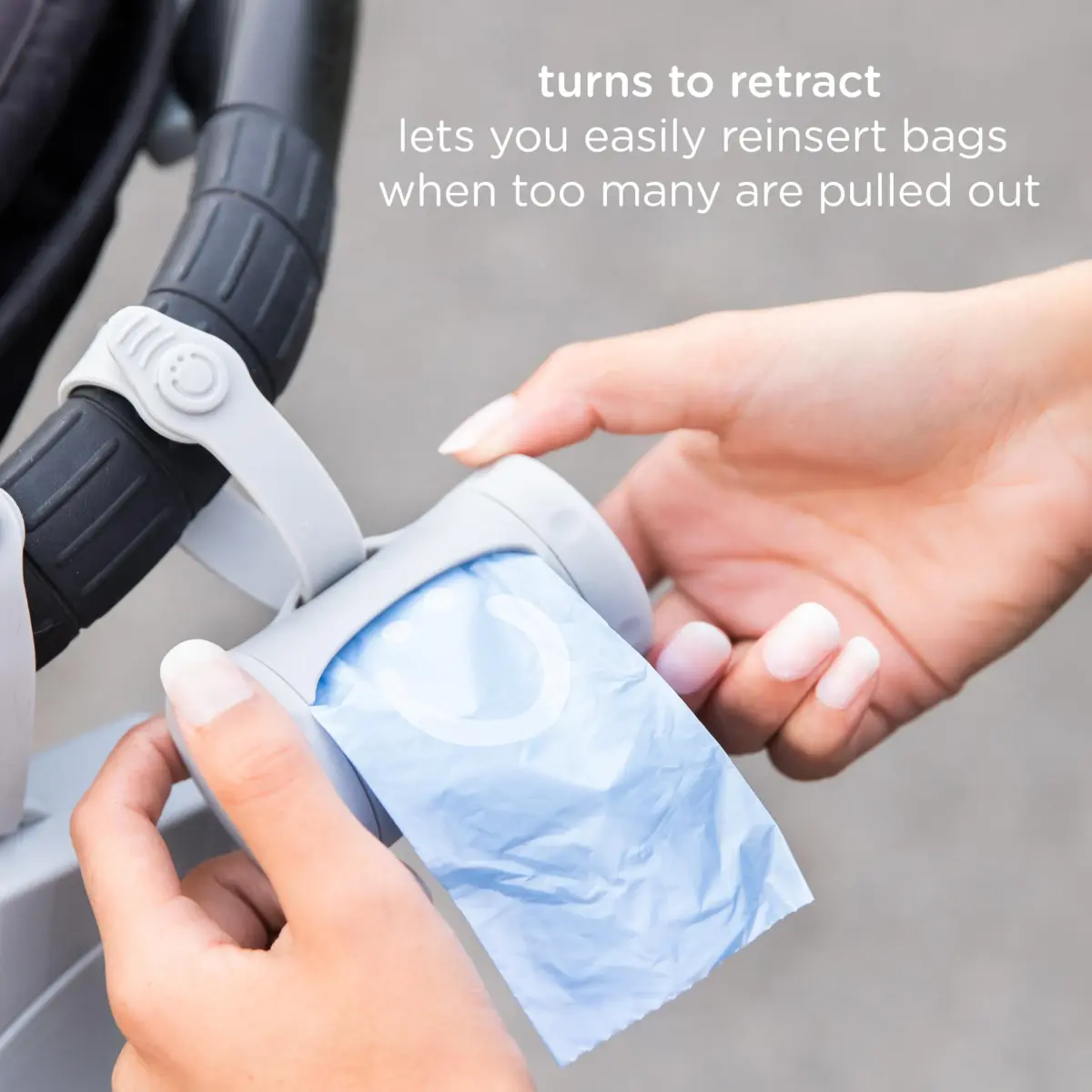 Ubbi Retractable Diaper Bag Dispenser with Lavender Scented Bags | Taupe, 1 Count (Pack of 1) - view 2