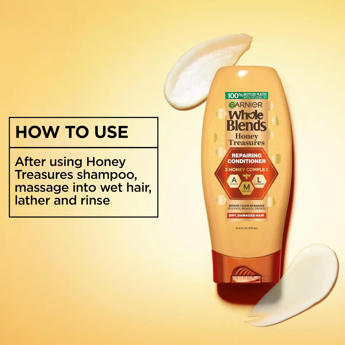 Garnier Whole Blends Honey Treasures Repairing Conditioner 44 fl oz (22 fl oz, 2 Count) | Repairs Dry, Damaged Hair - view 6