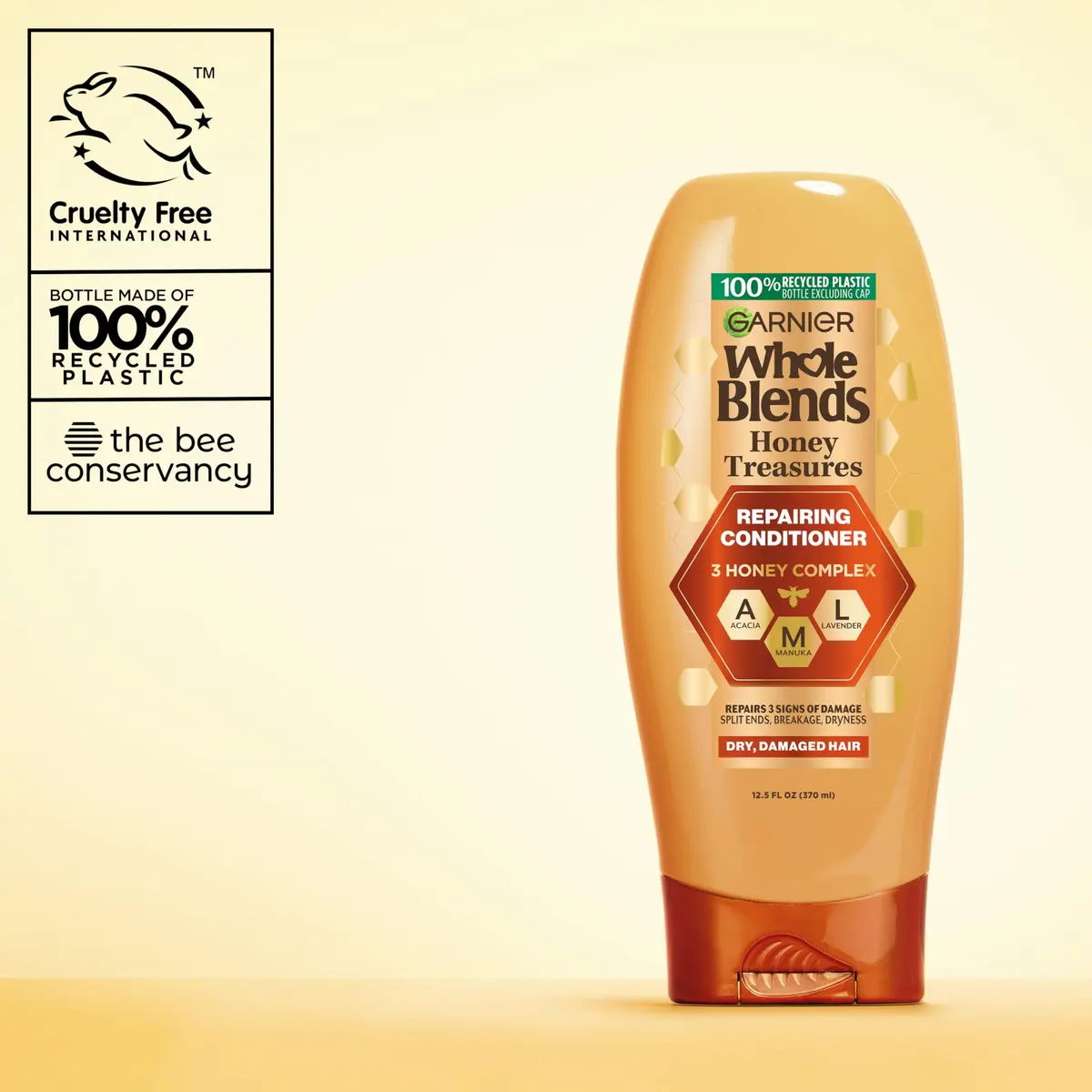 Garnier Whole Blends Honey Treasures Repairing Conditioner 44 fl oz (22 fl oz, 2 Count) | Repairs Dry, Damaged Hair - view 9