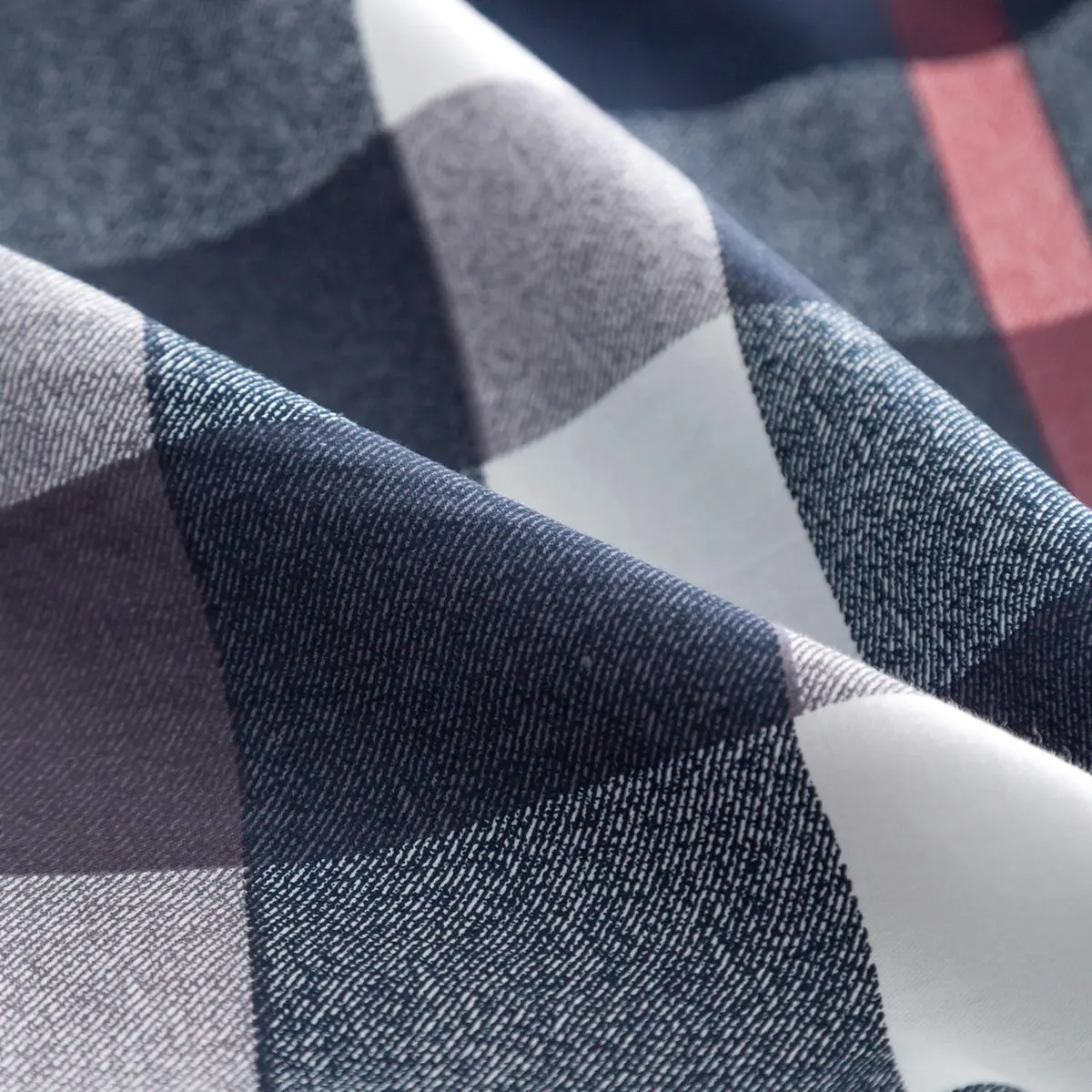 SUSYBAO Plaid Duvet Cover Queen 100% Cotton Navy Blue | Soft Checkered Gingham Bedding - view 3