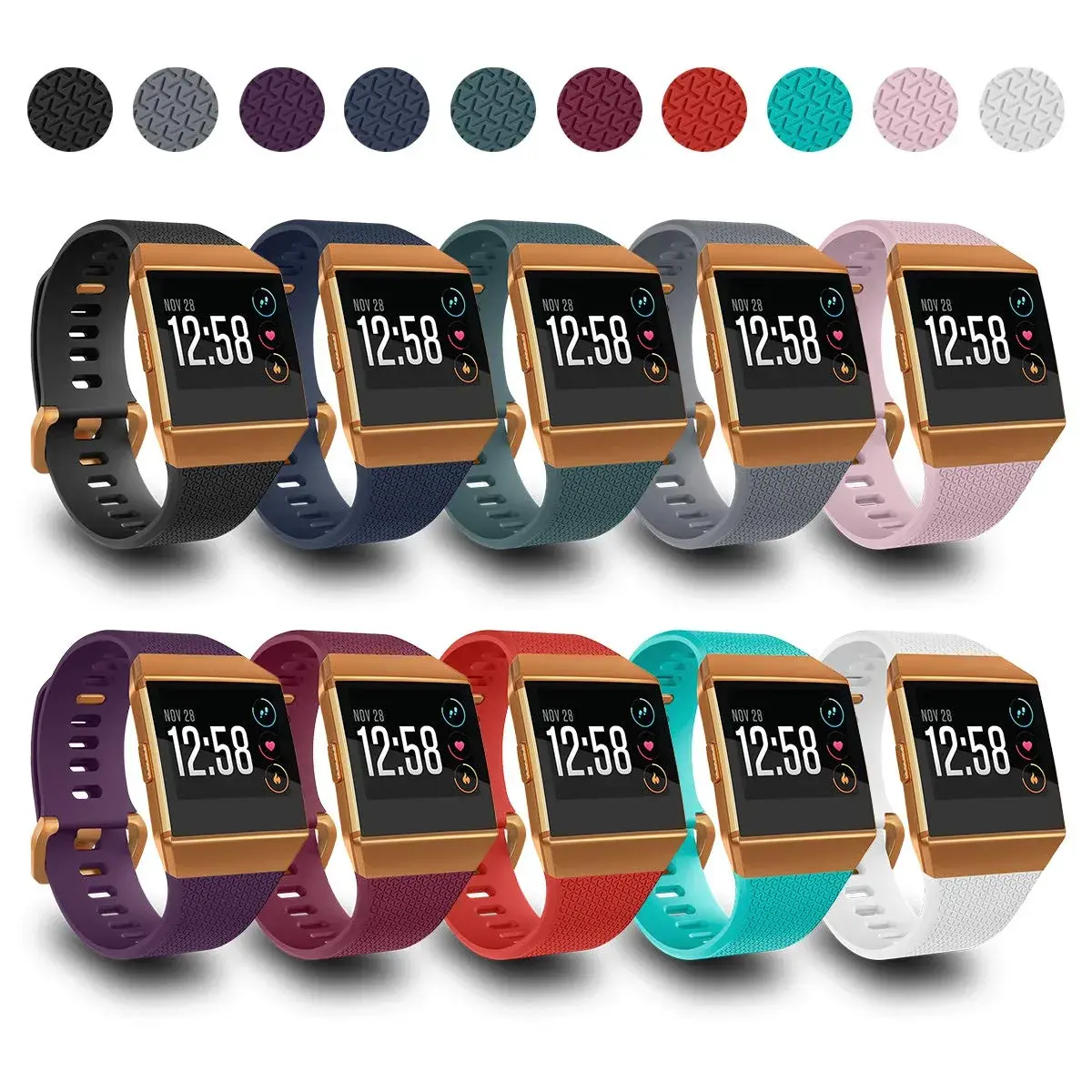 AIUNIT Replacement Band for Fitbit Ionic Small 110mm-155mm | TPU Sport Strap with Burnt Buckle - main product image