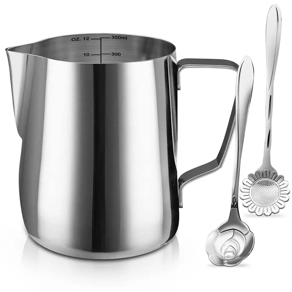 SIKEMAY Milk Frothing Pitcher Cup 12oz | Stainless Steel Steaming Milk Jug for Latte Art & Cappuccino - main product image