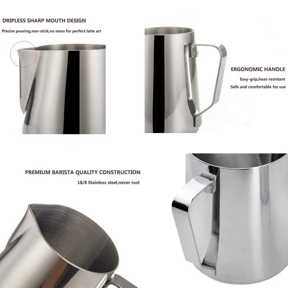 SIKEMAY Milk Frothing Pitcher Cup 12oz | Stainless Steel Steaming Milk Jug for Latte Art & Cappuccino - view 8
