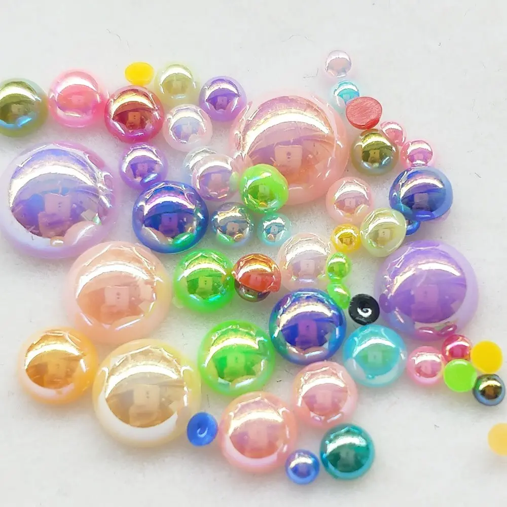 Chenkou Craft Beads 3000PCS 7 Sizes | Bright Color, Round Flatback Imitation Pearls - view 4