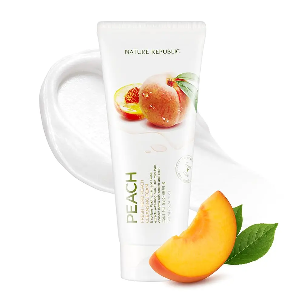 Nature Republic Fresh Herb Peach cleansing foam 170ml | Hydrating & Moisturizing Face Wash for All Skin Types - main product image