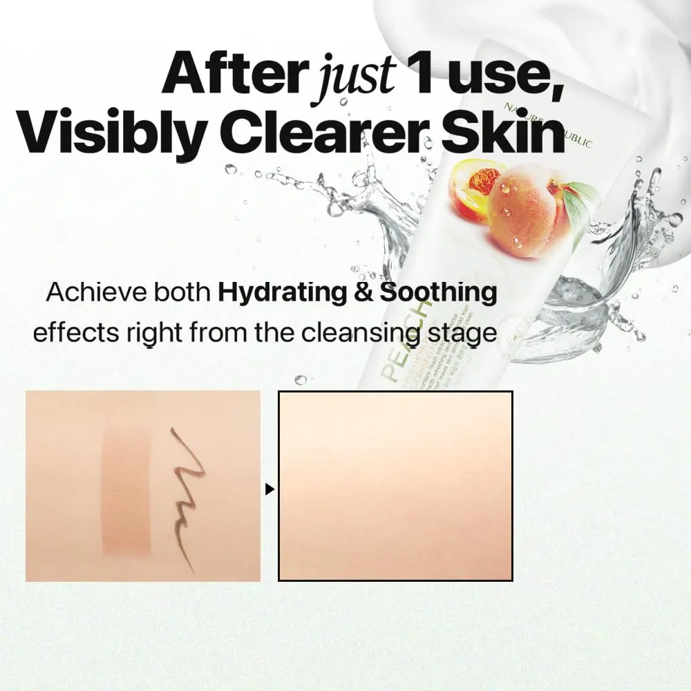 Nature Republic Fresh Herb Peach cleansing foam 170ml | Hydrating & Moisturizing Face Wash for All Skin Types - view 4