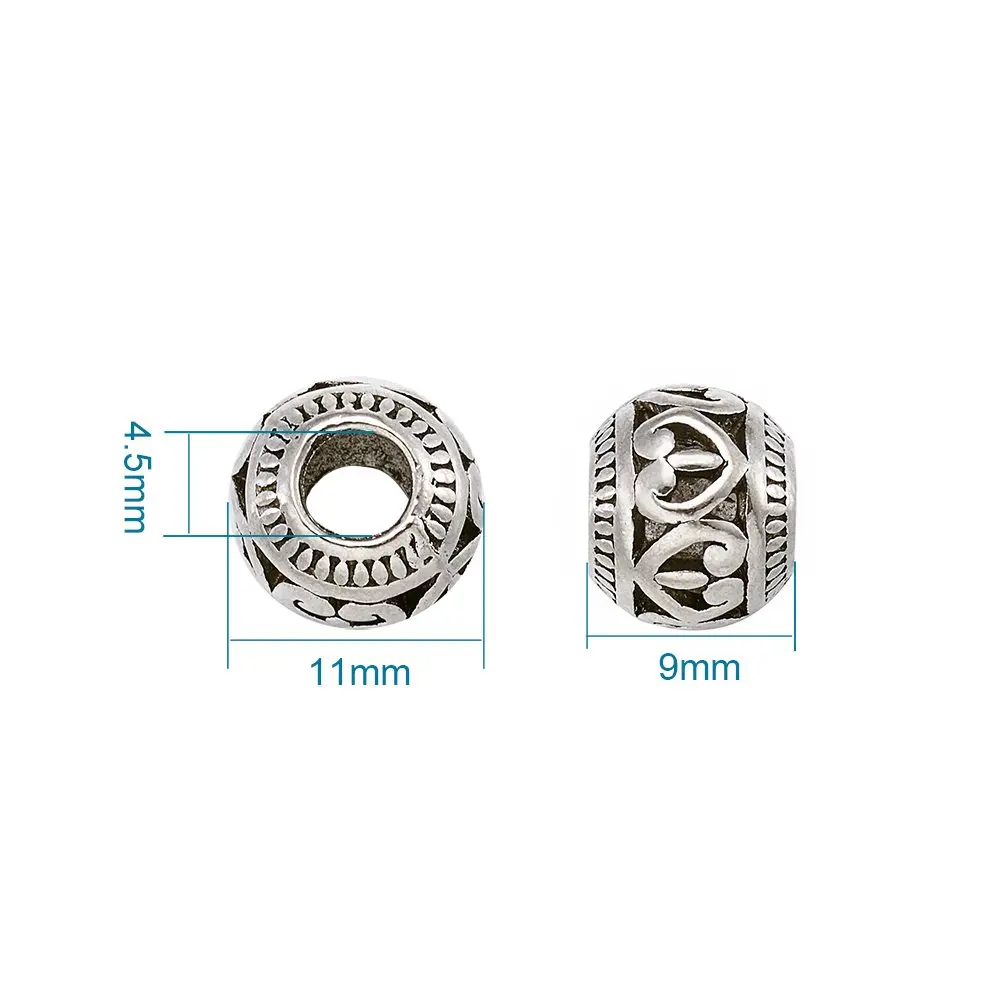KISSITTY Tibetan Silver Charm Beads 11x9mm | Antique Large Hole Spacer Beads for DIY Jewelry - view 5