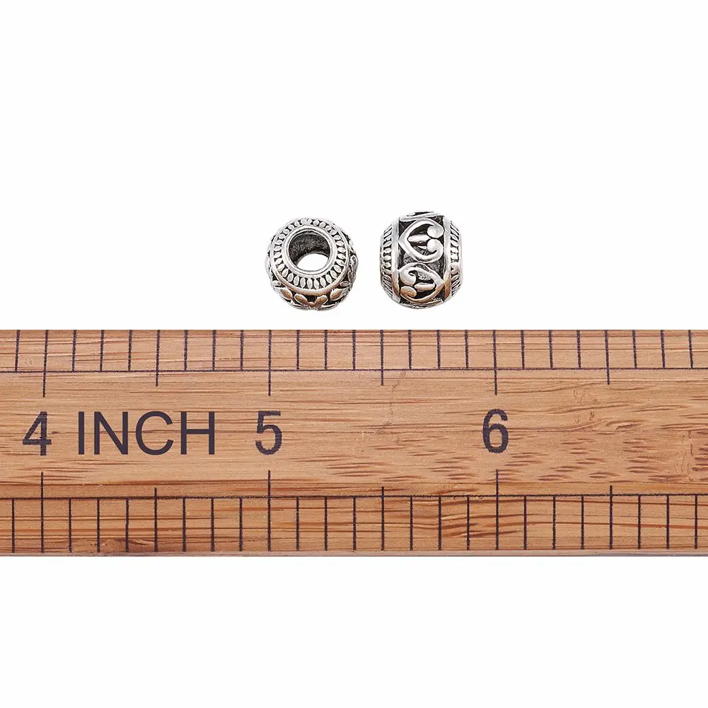 KISSITTY Tibetan Silver Charm Beads 11x9mm | Antique Large Hole Spacer Beads for DIY Jewelry - view 4