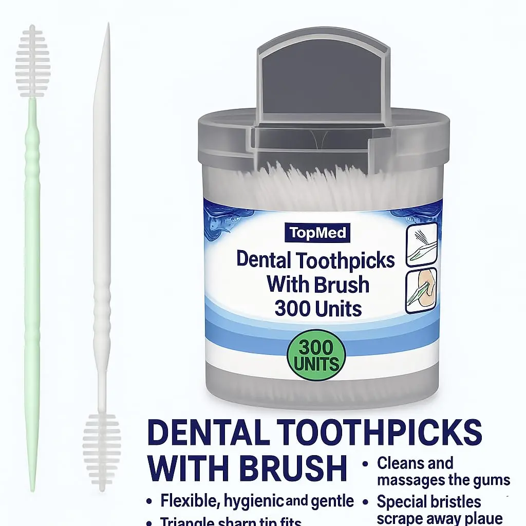 TOPMED ETS Interdental Brush Picks 300 Count (1 Box) | Double-Headed Plastic Design for Plaque Removal - view 6