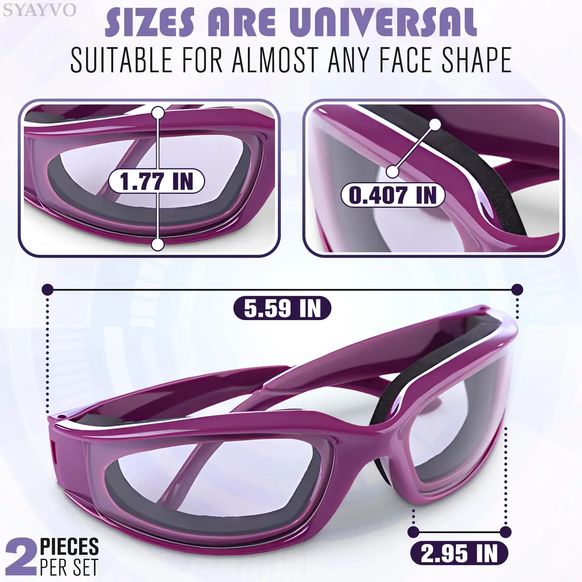 SYAYVO Onion Goggles for Cooking, Tear Free Cutting Glasses 5.6" X 1.7" X 4.8" Inch | Snug Fit for Clear Vision - view 2