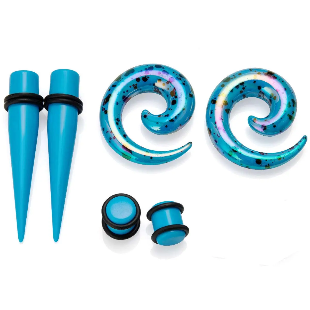 JDXN 52 Pieces Acrylic Gauge Kit Spiral Tapers & Plugs 14G-00G | Ear Stretching Starter Set - view 4