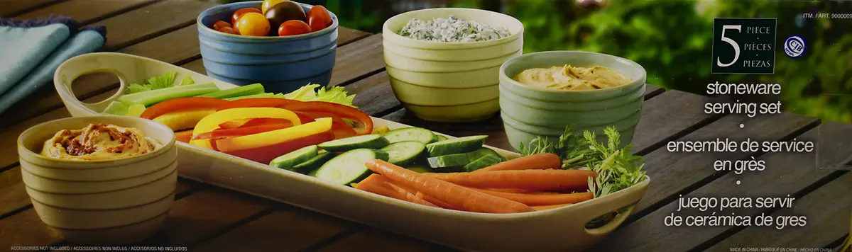 Stoneware Serving Set 5 Pieces | Melamine Dinnerware for All Occasions - main product image