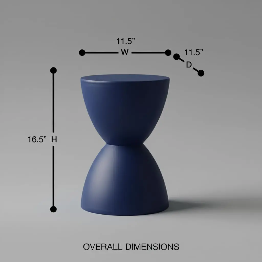 Euro Style Sallie Indoor/Outdoor Stool or End Table | Modern Hourglass Accent Style | UV-Protected Plastic Blue - view 2